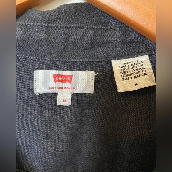 LEVI'S “Aubrey” Black Denim Sleeveless Button Front Short Dress Women’s Size M - Picture 5 of 12